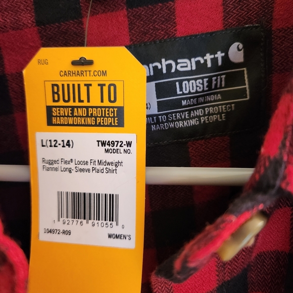 Womens size Large Carhartt Buffalo check plaid flannel button down shirt - Picture 7 of 7